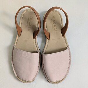 Viscata Menorquina Avarca Leather Avarca Sandals Size 9/40 Pastel Pink